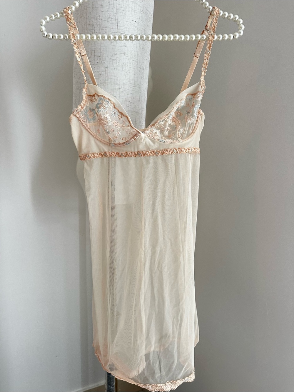 La Perla pink nightgown with Blush Lace Accents